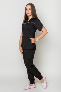 Костюм медицинский черный Батерфляй с джоггерами. COTTON (5410071) Костюм медицинский черный Батерфляй с джоггерами. COTTON (5410071) фото 12