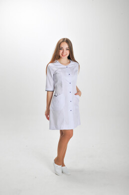 Kadi dressing gown. COTTON. White + blue (trim) (544811) Kadi dressing gown. COTTON. White + blue (trim) (544811) фото 1