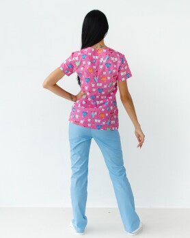 Медицинский костюм с принтом женский Топаз Teeth pink/blue 138-337-623 (6613256) Медицинский костюм с принтом женский Топаз Teeth pink/blue 138-337-623 (6613256) фото 2