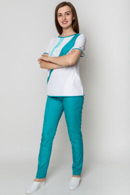 Медицинский костюм Айс+Бр. зауженные. COTTON. Белый + карибы + ментол / карибы (5410054) Медицинский костюм Айс+Бр. зауженные. COTTON. Белый + карибы + ментол / карибы (5410054) фото 6