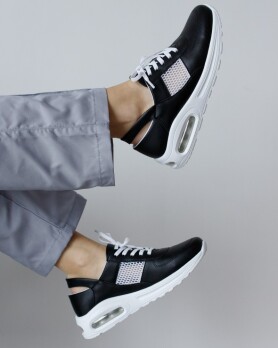 Обувь медицинская кроссовки с открытой пяткой black-white Air подошва 418-362-720 (6613147) Обувь медицинская кроссовки с открытой пяткой black-white Air подошва 418-362-720 (6613147) фото 1