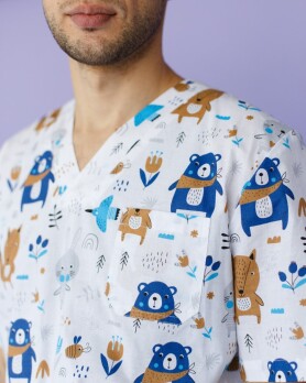 Медицинский костюм с принтом мужской Гранит зайчики серый/белый 130-328-768 (6613689) Медицинский костюм с принтом мужской Гранит зайчики серый/белый 130-328-768 (6613689) фото 5