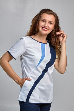 Медицинский костюм Айс+Брюки зауженные. COTTON. Белый + темно-синий + голубой / темно-синий (544709) Медицинский костюм Айс+Брюки зауженные. COTTON. Белый + темно-синий + голубой / темно-синий (544709) фото 3