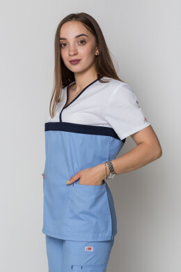 Костюм медицинский Лидия +Бр. Вирджиния. COTTON. Белый / голубой (5410110) Костюм медицинский Лидия +Бр. Вирджиния. COTTON. Белый / голубой (5410110) фото 3