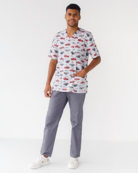 Медицинский костюм с принтом мужской Гранит Мото серый/белый 131-408-805 (6613725) Медицинский костюм с принтом мужской Гранит Мото серый/белый 131-408-805 (6613725) фото 2