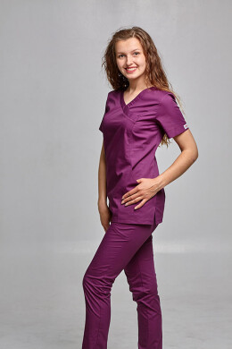 Медицинский костюм Марина+ Бр. зауженные. COTTON. Баклажан (544705) Медицинский костюм Марина+ Бр. зауженные. COTTON. Баклажан (544705) фото 3