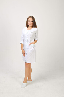 Халат медицинский Бьюти. COTTON. Белый + ментол (отделка) (544798) Халат медицинский Бьюти. COTTON. Белый + ментол (отделка) (544798) фото 1
