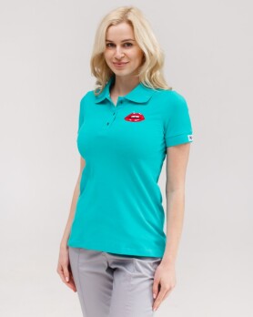 Medical Polo for women mint with embroidered Lips 147-332-635 (6613397) Medical Polo for women mint with embroidered Lips 147-332-635 (6613397) фото 1