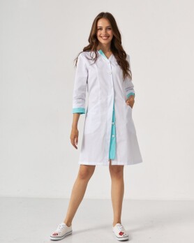 Medical gown women's Olivia buttoned white-menthol 159-464-677 (6613593) Medical gown women's Olivia buttoned white-menthol 159-464-677 (6613593) фото 4