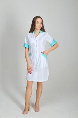 Magnolia dressing gown. COTTON. White + menthol (trim) (544778) Magnolia dressing gown. COTTON. White + menthol (trim) (544778) фото 3