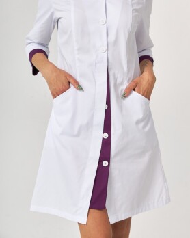 Medical gown women's Olivia buttoned white-purple 159-346-677 (6613586) Medical gown women's Olivia buttoned white-purple 159-346-677 (6613586) фото 6