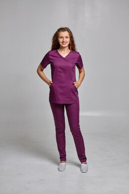 Медицинский костюм Марина+ Бр. зауженные. COTTON. Баклажан (544705) Медицинский костюм Марина+ Бр. зауженные. COTTON. Баклажан (544705) фото 1