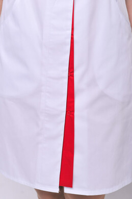 Женский медицинский халат Элегия. COTTON. Белый + красный (отделка) (544767) Женский медицинский халат Элегия. COTTON. Белый + красный (отделка) (544767) фото 4