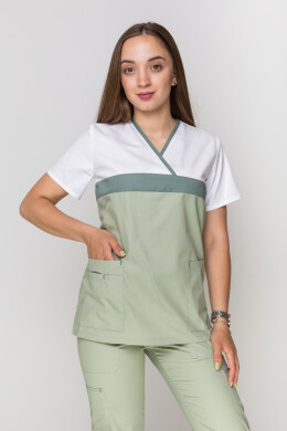 Костюм медицинский Лидия +Бр. Вирджиния. COTTON. Белый / фисташка (5410113) Костюм медицинский Лидия +Бр. Вирджиния. COTTON. Белый / фисташка (5410113) фото 3