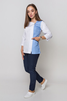 Медицинский костюм Лилия + Бр. зауженные. COTTON. Белый + голубой / темно-синий (5411155) Медицинский костюм Лилия + Бр. зауженные. COTTON. Белый + голубой / темно-синий (5411155) фото 18
