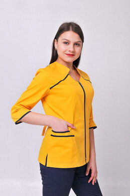 Костюм медицинский Жасмин+ Бр. зауженные. COTTON. Желтый / темно-синий (544634) Костюм медицинский Жасмин+ Бр. зауженные. COTTON. Желтый / темно-синий (544634) фото 3