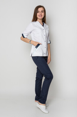 Christina+Br. skinny suit. COTTON. White / navy blue (5410107) Christina+Br. skinny suit. COTTON. White / navy blue (5410107) фото 9