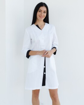 Medical gown women's Olivia buttoned white-black 159-347-677 (6613587) Medical gown women's Olivia buttoned white-black 159-347-677 (6613587) фото 6
