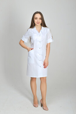Magnolia dressing gown. COTTON. White + stone (button) (544775) Magnolia dressing gown. COTTON. White + stone (button) (544775) фото 1
