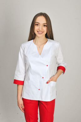 Костюм медицинский Стрелка+ Бр. зауженные. COTTON. Белый / красный (544677) Костюм медицинский Стрелка+ Бр. зауженные. COTTON. Белый / красный (544677) фото 2