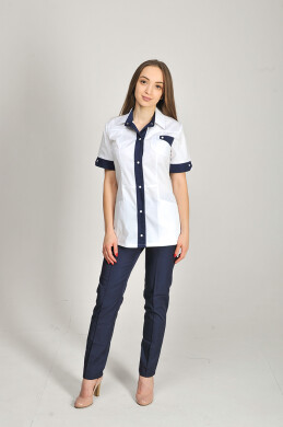 Olga+Br. skinny suit. COTTON. White / dark blue (544668) Olga+Br. skinny suit. COTTON. White / dark blue (544668) фото 1