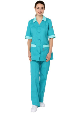 Suit for women's summer "Service" (turquoise) 220068 Suit for women's summer "Service" (turquoise) 220068 фото 1