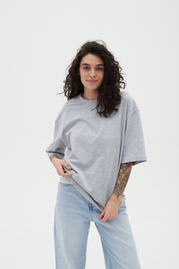 Oversized T-shirt gray melange U-0104 (5124073) Oversized T-shirt gray melange U-0104 (5124073) фото 2