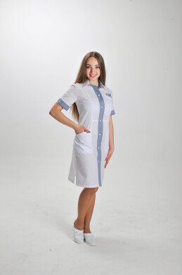 Халат медицинский Ольга. COTTON. Белый / светло-серый (544816) Халат медицинский Ольга. COTTON. Белый / светло-серый (544816) фото 1
