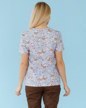 Медицинский костюм с принтом женский Топаз Bear gray/brown 138-373-558 (6613254) Медицинский костюм с принтом женский Топаз Bear gray/brown 138-373-558 (6613254) фото 2