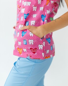 Медицинский костюм с принтом женский Топаз Teeth pink/blue 138-337-623 (6613256) Медицинский костюм с принтом женский Топаз Teeth pink/blue 138-337-623 (6613256) фото 5