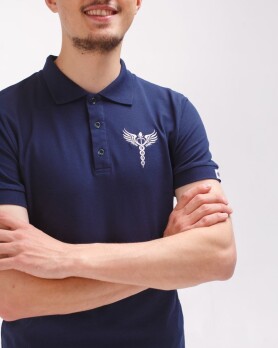 Medical polo men's blue embroidered Caduceus 148-322-836 (6613769) Medical polo men's blue embroidered Caduceus 148-322-836 (6613769) фото 3