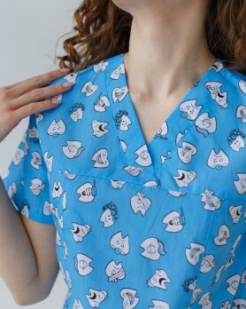 Медицинский костюм с принтом женский Топаз Dentist blue/white 137-324-776 (6613278) Медицинский костюм с принтом женский Топаз Dentist blue/white 137-324-776 (6613278) фото 4