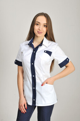 Olga+Br. skinny suit. COTTON. White / dark blue (544668) Olga+Br. skinny suit. COTTON. White / dark blue (544668) фото 3