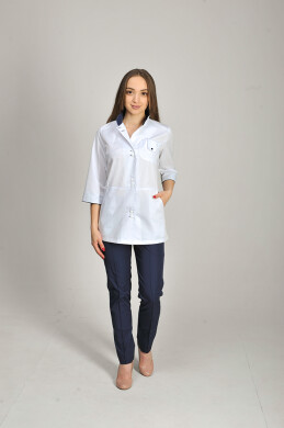 Костюм медицинский Рубина+ Бр. зауженные. COTTON. Белый / темно-синий (544657) Костюм медицинский Рубина+ Бр. зауженные. COTTON. Белый / темно-синий (544657) фото 2