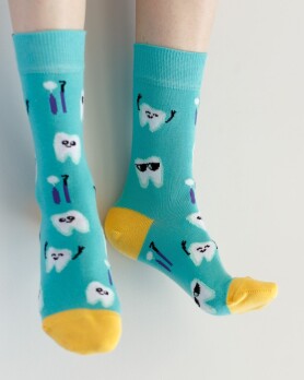 Medical socks with Teeth Mint print 143-332-622 (6613875) Medical socks with Teeth Mint print 143-332-622 (6613875) фото 1