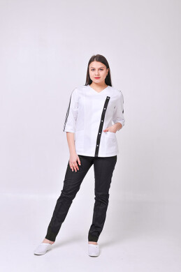 Костюм медицинский Клеопатра+ Бр. зауженные. COTTON. Белый / черный (544637) Костюм медицинский Клеопатра+ Бр. зауженные. COTTON. Белый / черный (544637) фото 1