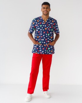 Медицинский костюм с принтом мужской Гранит Teeth red/blue 131-343-624 (6613675) Медицинский костюм с принтом мужской Гранит Teeth red/blue 131-343-624 (6613675) фото 1