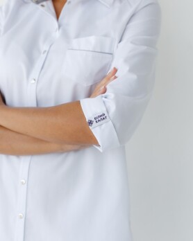 Medical gown women's Manhattan white-gray 157-366-679 (6613597) Medical gown women's Manhattan white-gray 157-366-679 (6613597) фото 5