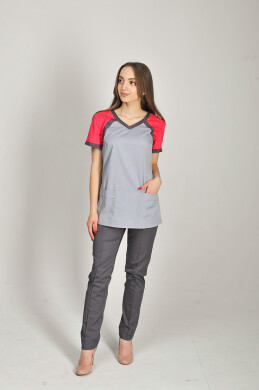 Костюм медичний Колібрі+ Бр. завужені. COTTON. Дим / корал / асфальт (544650) Костюм медичний Колібрі+ Бр. завужені. COTTON. Дим / корал / асфальт (544650) фото 2