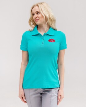 Medical Polo for women mint with embroidered Lips 147-332-635 (6613397) Medical Polo for women mint with embroidered Lips 147-332-635 (6613397) фото 5
