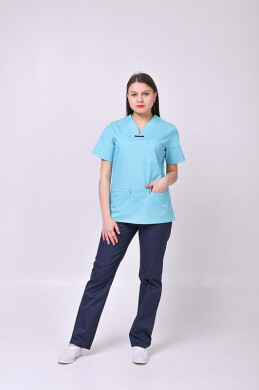 Костюм медицинский Саманта+Бр. прямые. COTTON. Ментол / темно-синий (544641) Костюм медицинский Саманта+Бр. прямые. COTTON. Ментол / темно-синий (544641) фото 1