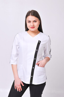 Костюм медицинский Клеопатра+ Бр. зауженные. COTTON. Белый / черный (544637) Костюм медицинский Клеопатра+ Бр. зауженные. COTTON. Белый / черный (544637) фото 2