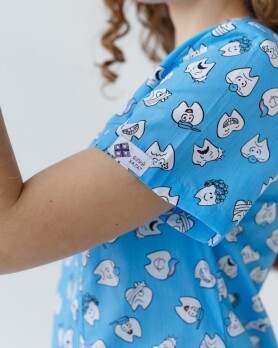 Медицинский костюм с принтом женский Топаз Dentist blue/white 137-324-776 (6613278) Медицинский костюм с принтом женский Топаз Dentist blue/white 137-324-776 (6613278) фото 7