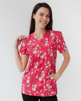 Медицинский костюм с принтом женский Топаз Bear red/black 138-343-559 (6613257) Медицинский костюм с принтом женский Топаз Bear red/black 138-343-559 (6613257) фото 8