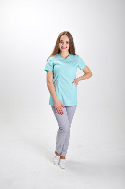 Костюм медицинский И-30+ Бр. зауженные. COTTON. Ментол / дым (544734) Костюм медицинский И-30+ Бр. зауженные. COTTON. Ментол / дым (544734) фото 1