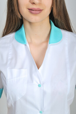 Magnolia dressing gown. COTTON. White + menthol (trim) (544778) Magnolia dressing gown. COTTON. White + menthol (trim) (544778) фото 5