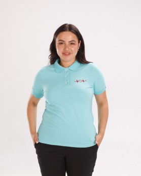 Women's menthol medical polo with embroidered cardiogram 147-332-894 (6613417) Women's menthol medical polo with embroidered cardiogram 147-332-894 (6613417) фото 1