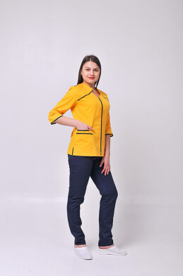 Костюм медицинский Жасмин+ Бр. зауженные. COTTON. Желтый / темно-синий (544634) Костюм медицинский Жасмин+ Бр. зауженные. COTTON. Желтый / темно-синий (544634) фото 2