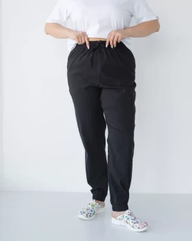 Медицинские штаны женские джоггеры стрейч черные +SIZE 501-321-730 (6637768) Медицинские штаны женские джоггеры стрейч черные +SIZE 501-321-730 (6637768) фото 1