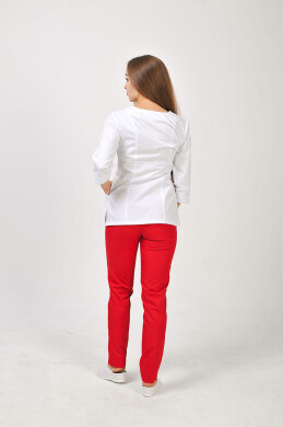 Костюм медицинский Фламинго+ Бр. зауженные. COTTON. Белый / красный (544698) Костюм медицинский Фламинго+ Бр. зауженные. COTTON. Белый / красный (544698) фото 3